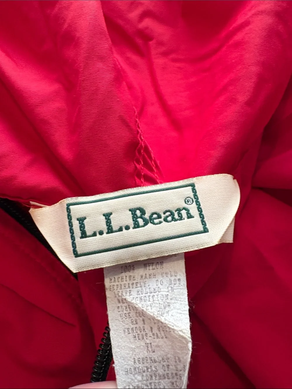 LL Bean VINTAGE XL Red Hooded Anorak Windbreaker Pullover Jacket